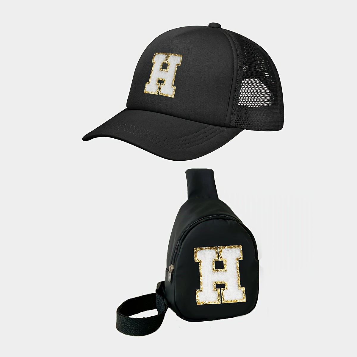 Kids Alphabet Baseball Cap & Shoulder Bag Set – Trendy & Breathable Polyester, Adjustable Buckle Closure, Perfect for All Seasons & Casual Wear, Ideal Gift for Boys & Girls (Ages 3-14) - Kidzy Market