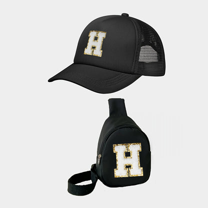 Kids Alphabet Baseball Cap & Shoulder Bag Set – Trendy & Breathable Polyester, Adjustable Buckle Closure, Perfect for All Seasons & Casual Wear, Ideal Gift for Boys & Girls (Ages 3-14) - Kidzy Market