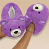 Polar Bear Plush Kids Slippers - Cozy Indoor Slip-On Shoes for Teens & Youth, Blue & Purple Tie-Dye, Warm Fabric, Anti-Slip