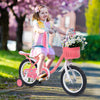 12-Inch Kids Bike for Ages 2-5 - Pink Toddler Bicycle with Training Wheels, Basket & Hand Brake