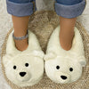 Polar Bear Plush Kids Slippers - Cozy Indoor Slip-On Shoes for Teens & Youth, Blue & Purple Tie-Dye, Warm Fabric, Anti-Slip