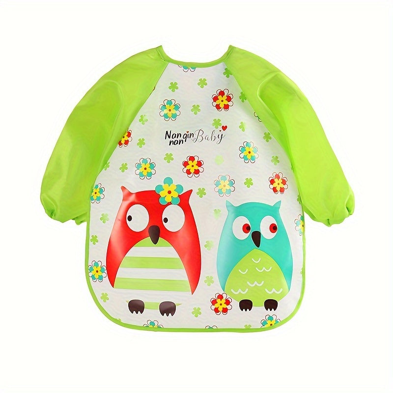 Waterproof Long-Sleeve Baby Smock – Reversible Cartoon Feeding Bib Apron for Toddlers & Kids - Kidzy Market