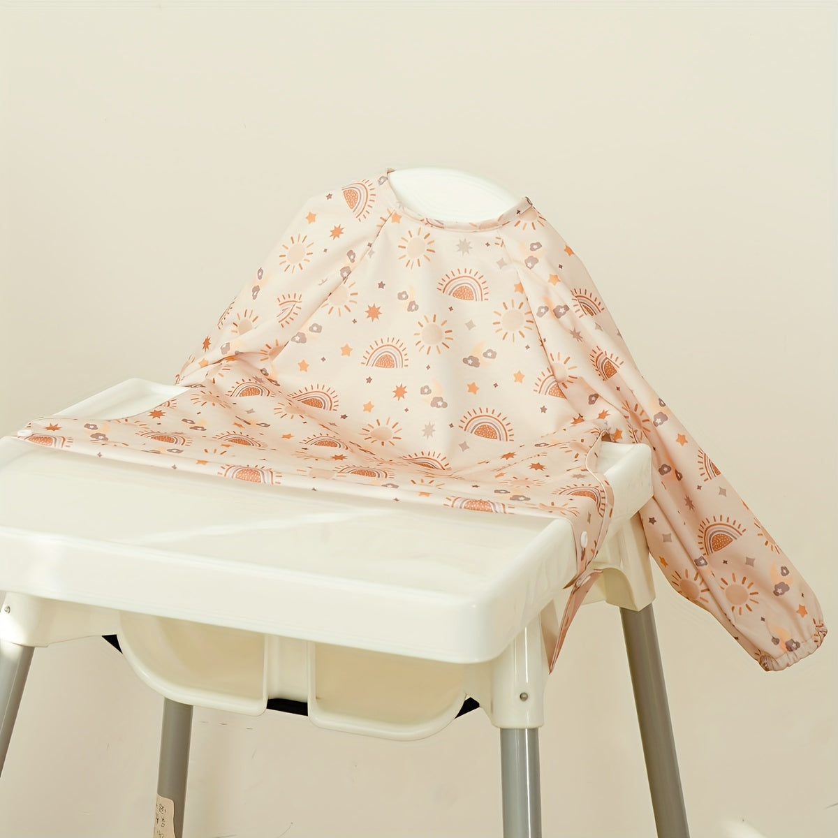 Waterproof Brown Highchair Cover – Durable Long-Sleeve Polyester Feeding Bib with Playful Animal Design – Perfect for Mealtime & Art Activities, Great Holiday Gift - Kidzy Market