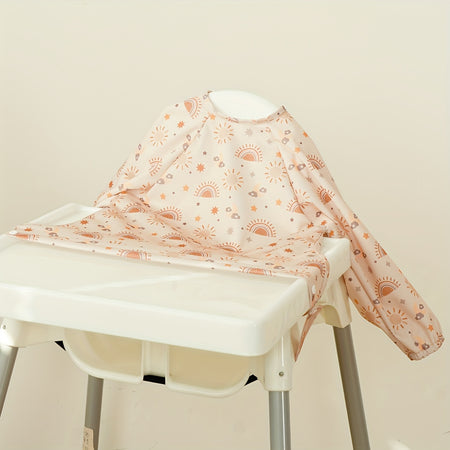 Waterproof Brown Highchair Cover – Durable Long-Sleeve Polyester Feeding Bib with Playful Animal Design – Perfect for Mealtime & Art Activities, Great Holiday Gift - Kidzy Market