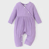 PatPat Baby Girl Cute All-Over Rabbit Print & Solid Ribbed V Neck Short-Sleeve Jumpsuit – Perfect for Summer Outdoor Wear
