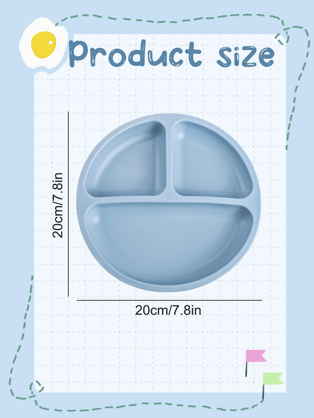 TYRY.HU 100% Silicone Baby Feeding Tray – Compartmentalized Meal Tray with Suction Cup for Secure Attachment to Table