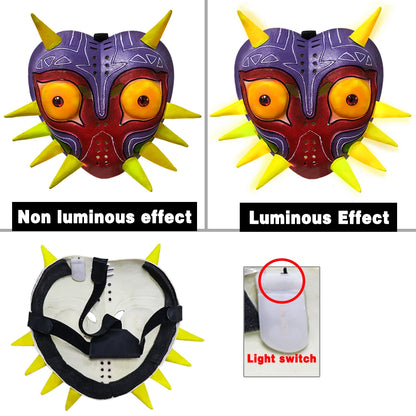 Majora's Mask LED Latex Full-Face Cosplay Mask – Zelda-Inspired Halloween Prop for Adults