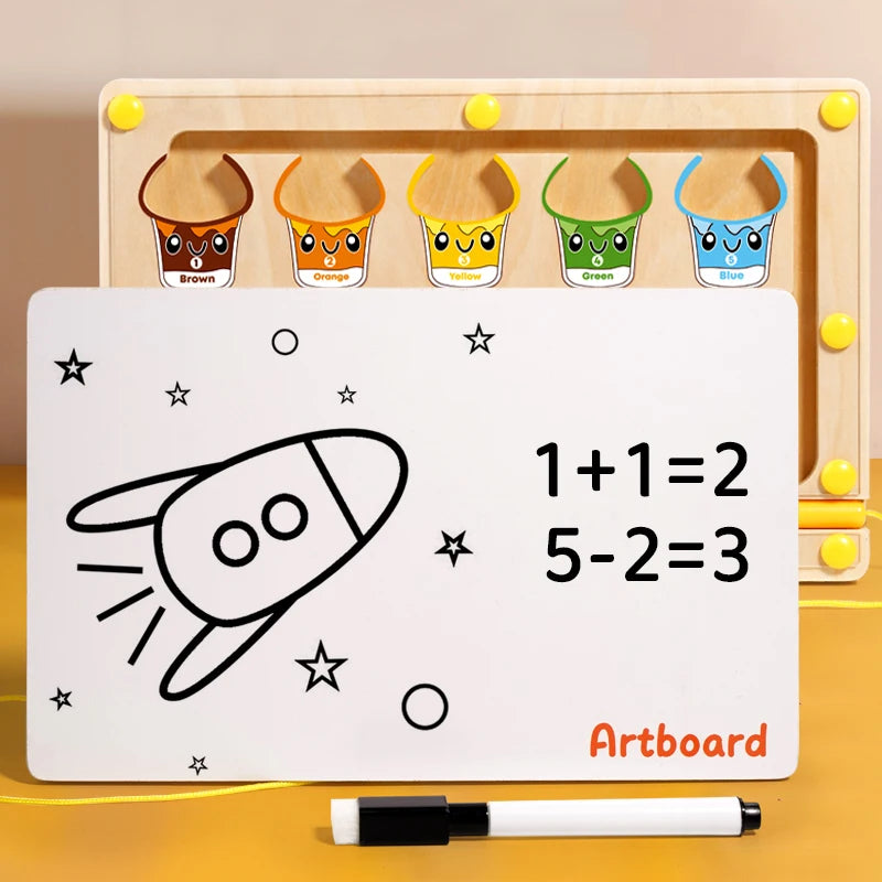 2 in 1 Magnetic Color Sorting Maze and Drawing Board for Toddlers – Montessori Number Matching and Counting Toy