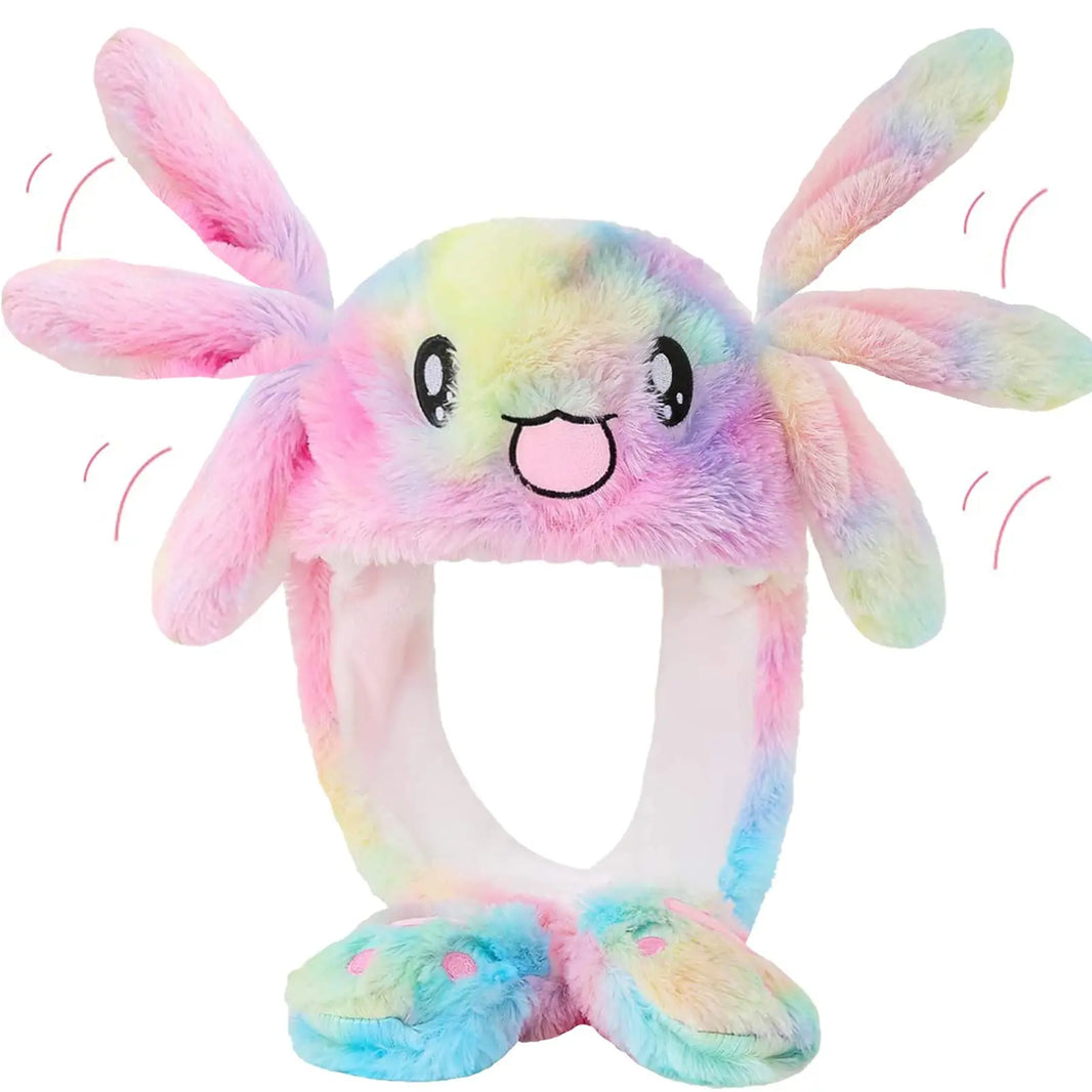 Plush Bunny Headband with Popping Ears – Interactive Rabbit Hairband for Kids & Adults, Approx. 58 cm (22.8 in)