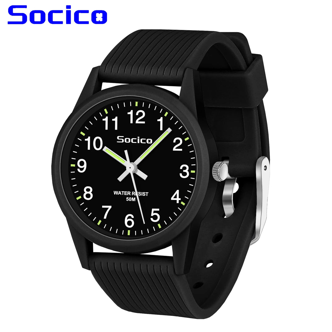 SOCICO Kids Analog Watch for Girls and Boys with Soft Band Learning Time 50M Waterproof Gift for Ages 4-12