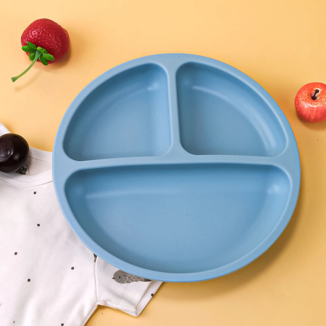 TYRY.HU 100% Silicone Baby Feeding Tray – Compartmentalized Meal Tray with Suction Cup for Secure Attachment to Table