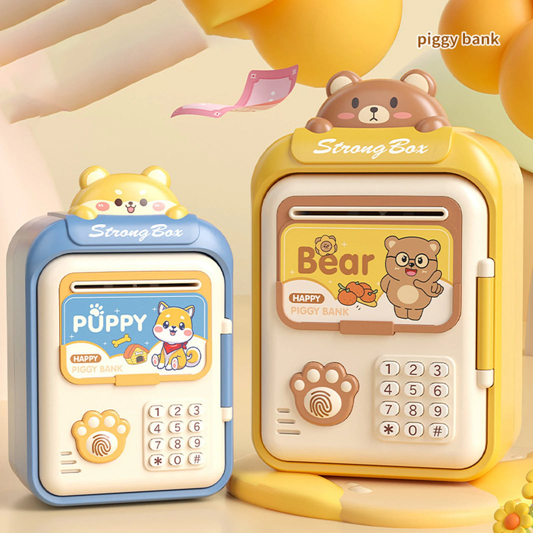 Electric ATM Money Bank Automatic Roll Cash Security Box Kids Piggy Bank with Password Lock Birthday Gift