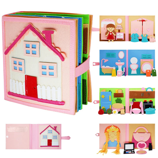 Montessori Quiet Books for Toddlers - Soft Activity Busy Book, Felt Cloth Sensory Travel Toy with Learning Activities
