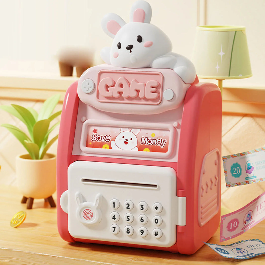 Electric ATM Money Bank Automatic Roll Cash Security Box Kids Piggy Bank with Password Lock Birthday Gift