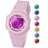 SOCICO Kids Digital Watch for Girls and Boys 7-Color Lights Waterproof Soft Band Christmas Gift for Ages 5-12