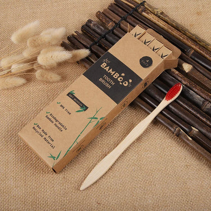 4PCS Charcoal Bamboo Toothbrushes - Extra Soft Natural Bristles for Adults & Kids, Zero Waste Biodegradable Toothbrush