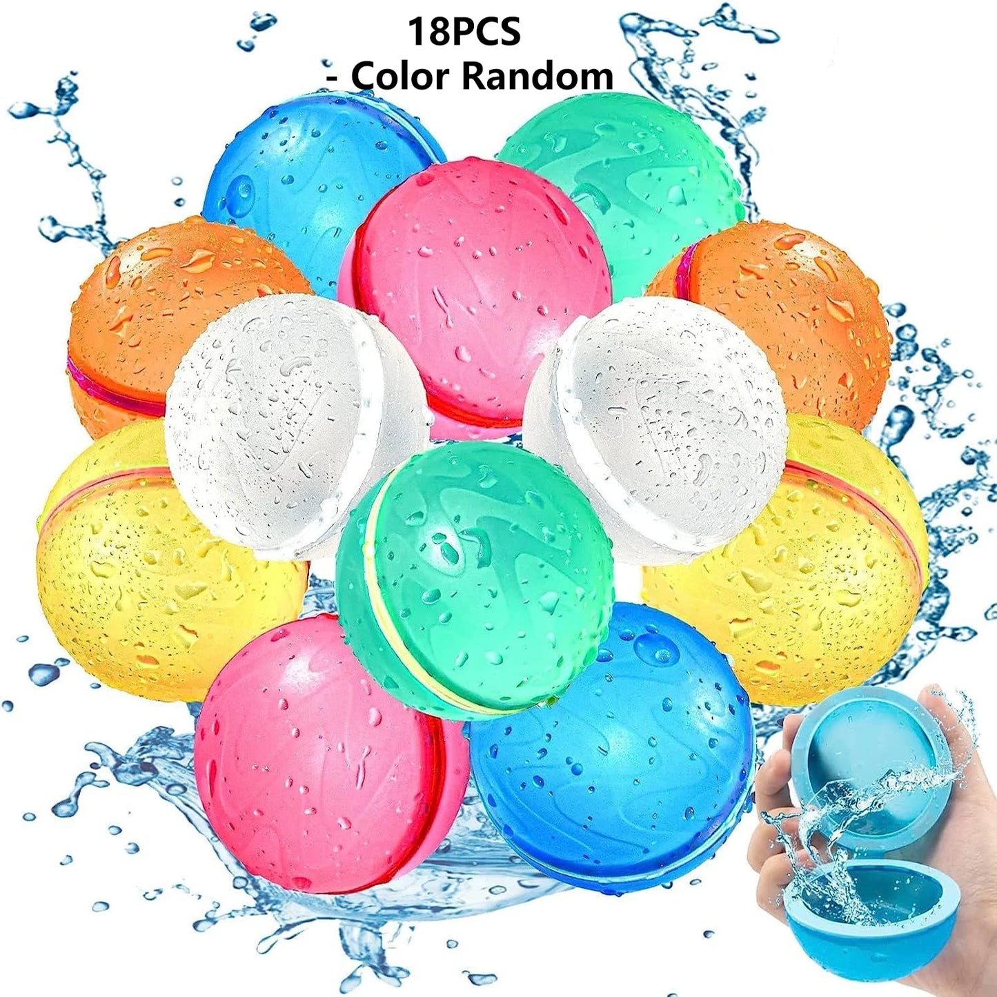 Reusable Self-Sealing Water Balloons with Quick Fill and Magnetic Suction Closure Large 6.5cm