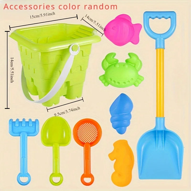 Children’s Beach Toy Set With Large Shovel, Bucket & Hourglass — Sand Digging Tools For Water Play
