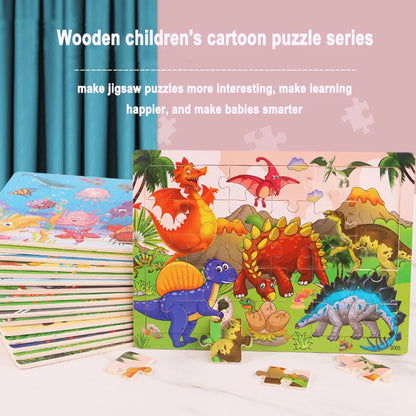 Logic Thinking Wooden Puzzle Game – Animal and Vehicle Cartoon Educational Toy for Kids