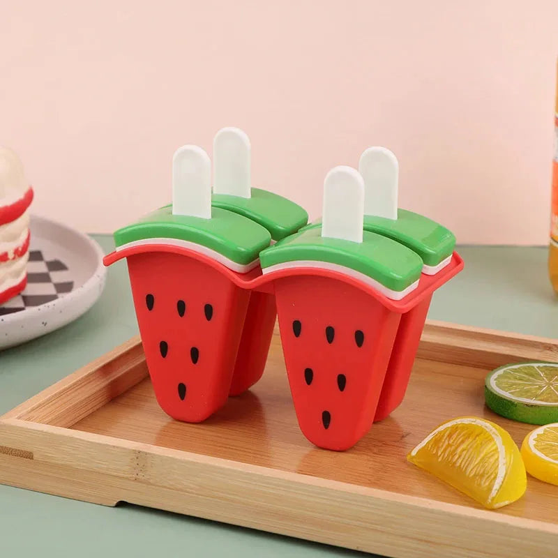 Silicone Popsicle Mold 4 or 6 Grid With Cover Fruit Shape