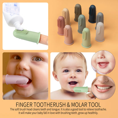 TYRY.HU 3pcs Baby Finger Toothbrush - Soft BPA Free Cleaning Brush for Kids - Gentle Oral Health Care for Infants