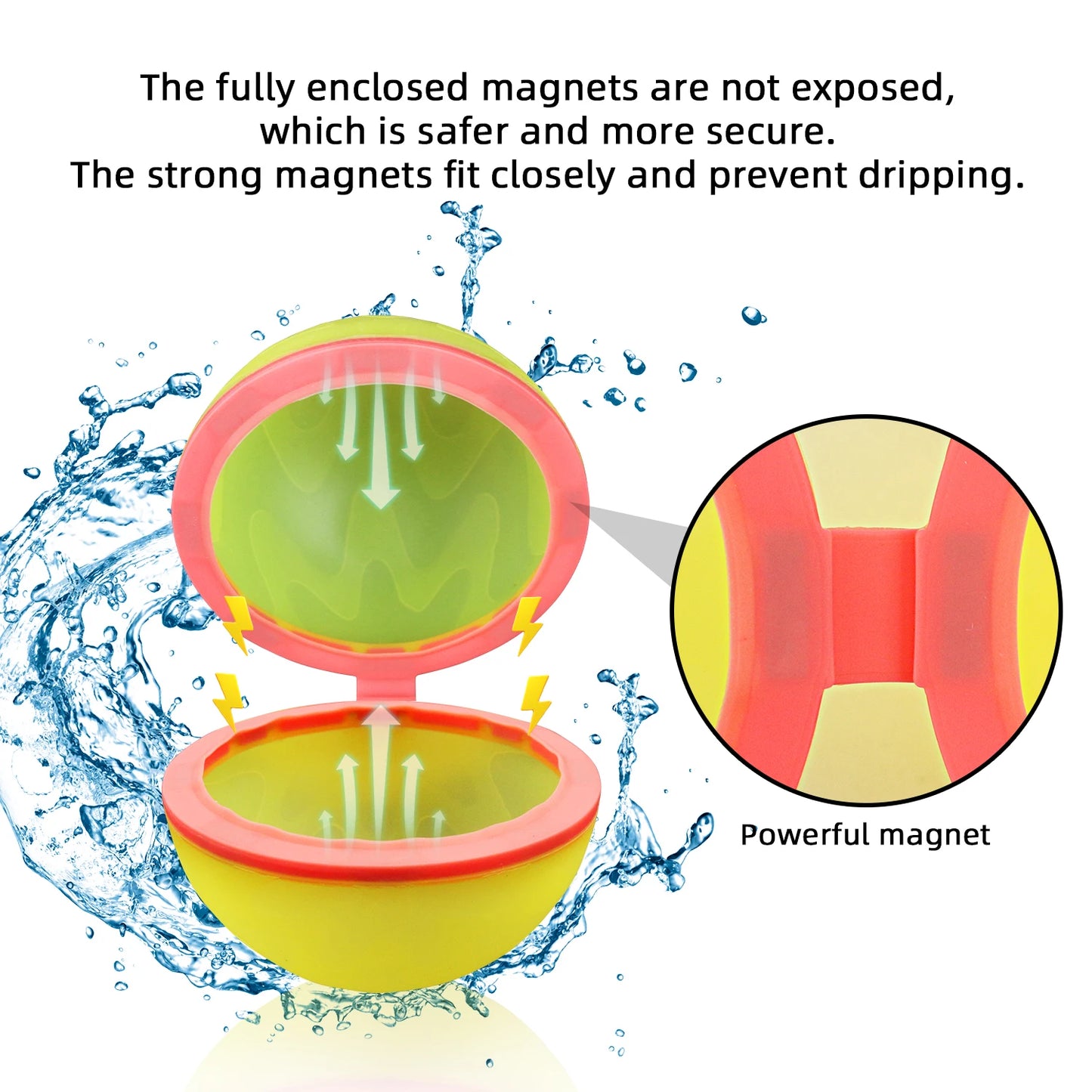Reusable Self-Sealing Water Balloons with Quick Fill and Magnetic Suction Closure Large 6.5cm