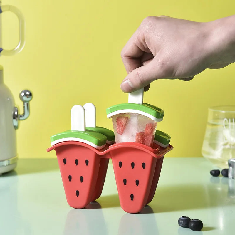 Silicone Popsicle Mold 4 or 6 Grid With Cover Fruit Shape