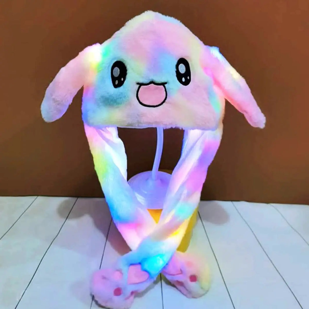 Plush Bunny Headband with Popping Ears – Interactive Rabbit Hairband for Kids & Adults, Approx. 58 cm (22.8 in)