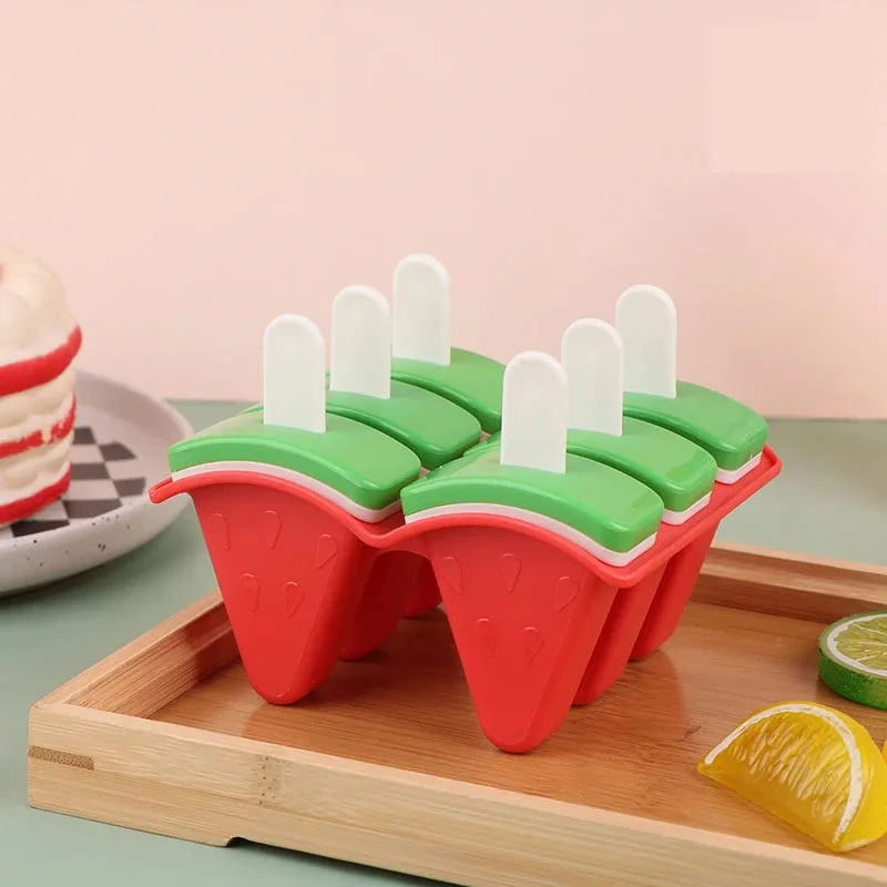 Silicone Popsicle Mold 4 or 6 Grid With Cover Fruit Shape