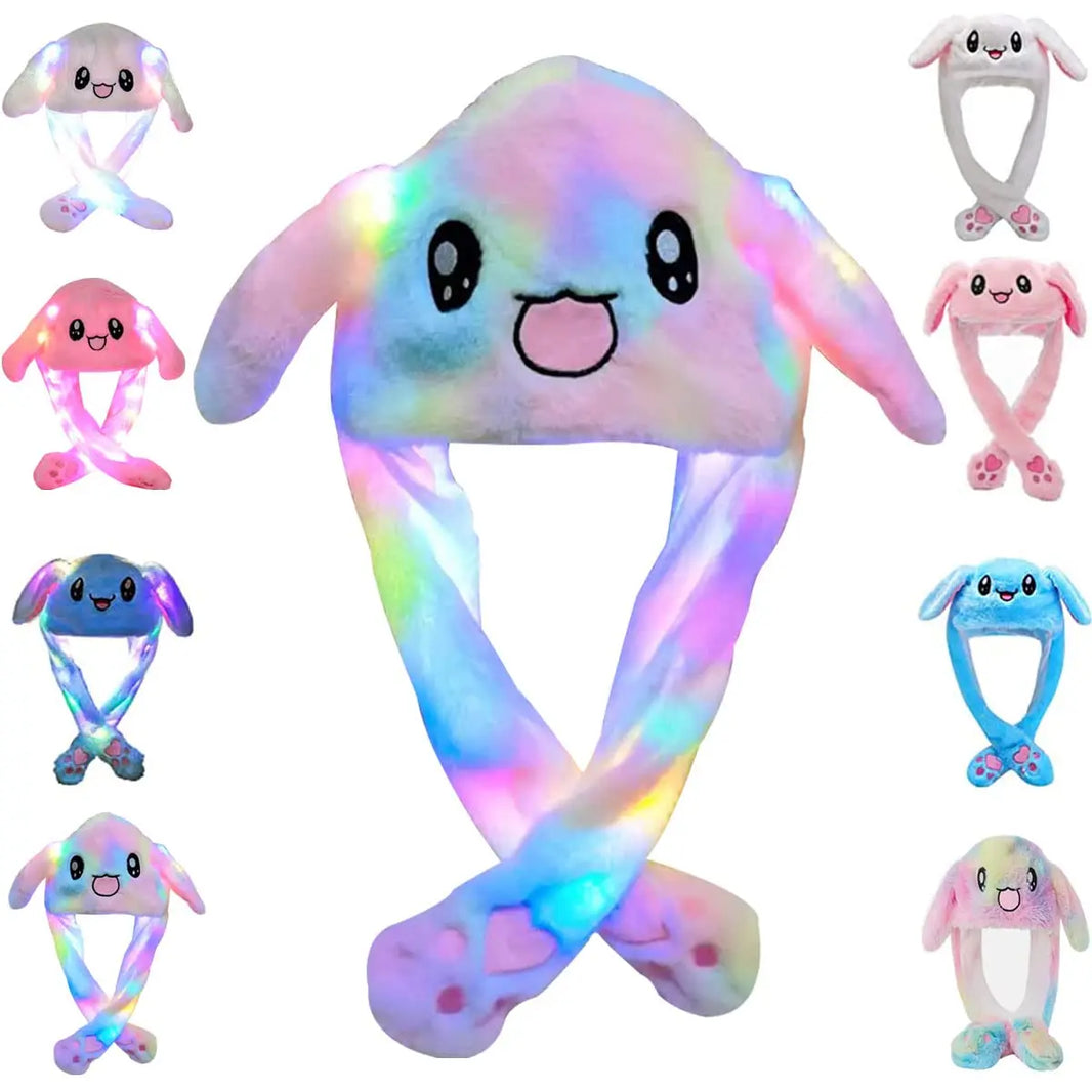 Plush Bunny Headband with Popping Ears – Interactive Rabbit Hairband for Kids & Adults, Approx. 58 cm (22.8 in)