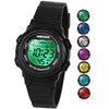 SOCICO Kids Digital Watch for Girls and Boys 7-Color Lights Waterproof Soft Band Christmas Gift for Ages 5-12