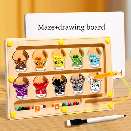 2 in 1 Magnetic Color Sorting Maze and Drawing Board for Toddlers – Montessori Number Matching and Counting Toy