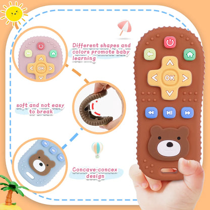 TYRY.HU 1Pc Baby Silicone Teether - Remote Control Shape, Rodent Gum Pain Relief, Sensory Educational Teething Toy for Kids