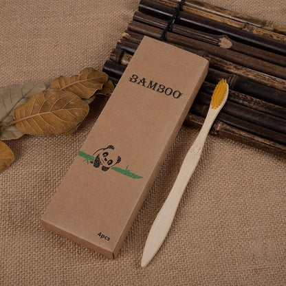 4PCS Charcoal Bamboo Toothbrushes - Extra Soft Natural Bristles for Adults & Kids, Zero Waste Biodegradable Toothbrush