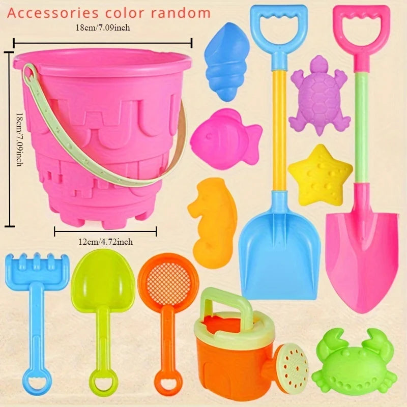Children’s Beach Toy Set With Large Shovel, Bucket & Hourglass — Sand Digging Tools For Water Play