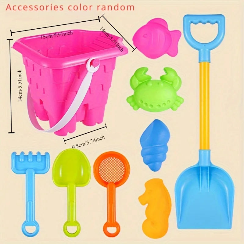 Children’s Beach Toy Set With Large Shovel, Bucket & Hourglass — Sand Digging Tools For Water Play