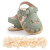 2-Piece Baby Girls’ First Walker Set – Soft Sole Anti-Slip Shoes with Flower Decor & Matching Headband