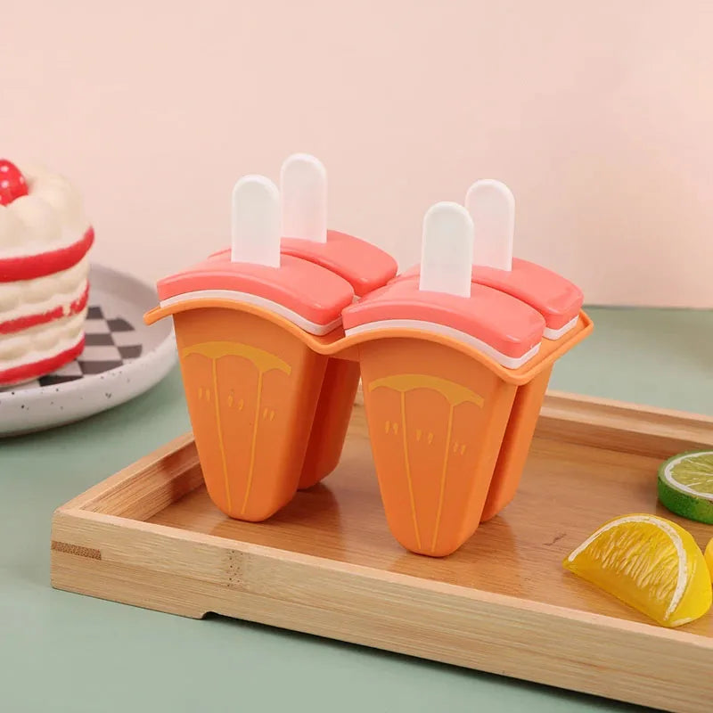 Silicone Popsicle Mold 4 or 6 Grid With Cover Fruit Shape