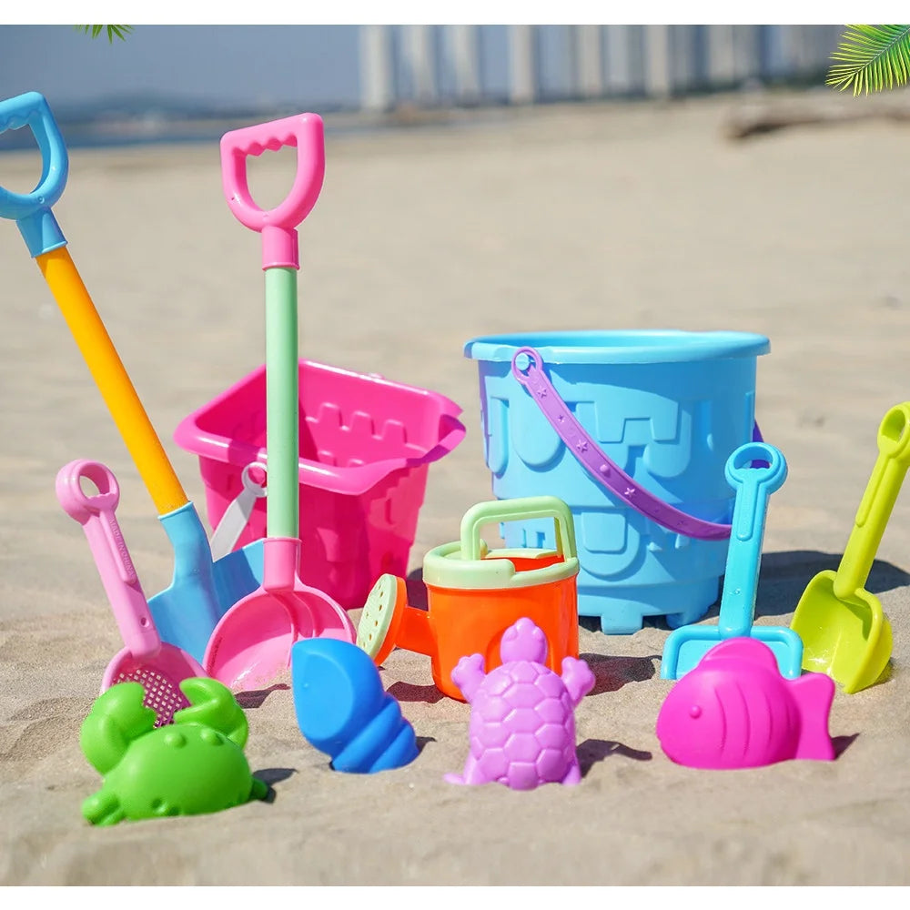 Children’s Beach Toy Set With Large Shovel, Bucket & Hourglass — Sand Digging Tools For Water Play
