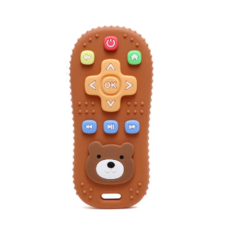 TYRY.HU 1Pc Baby Silicone Teether - Remote Control Shape, Rodent Gum Pain Relief, Sensory Educational Teething Toy for Kids