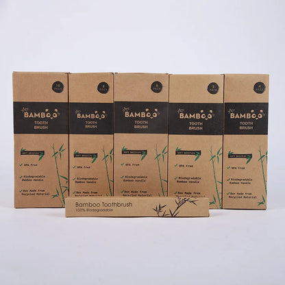 4PCS Charcoal Bamboo Toothbrushes - Extra Soft Natural Bristles for Adults & Kids, Zero Waste Biodegradable Toothbrush