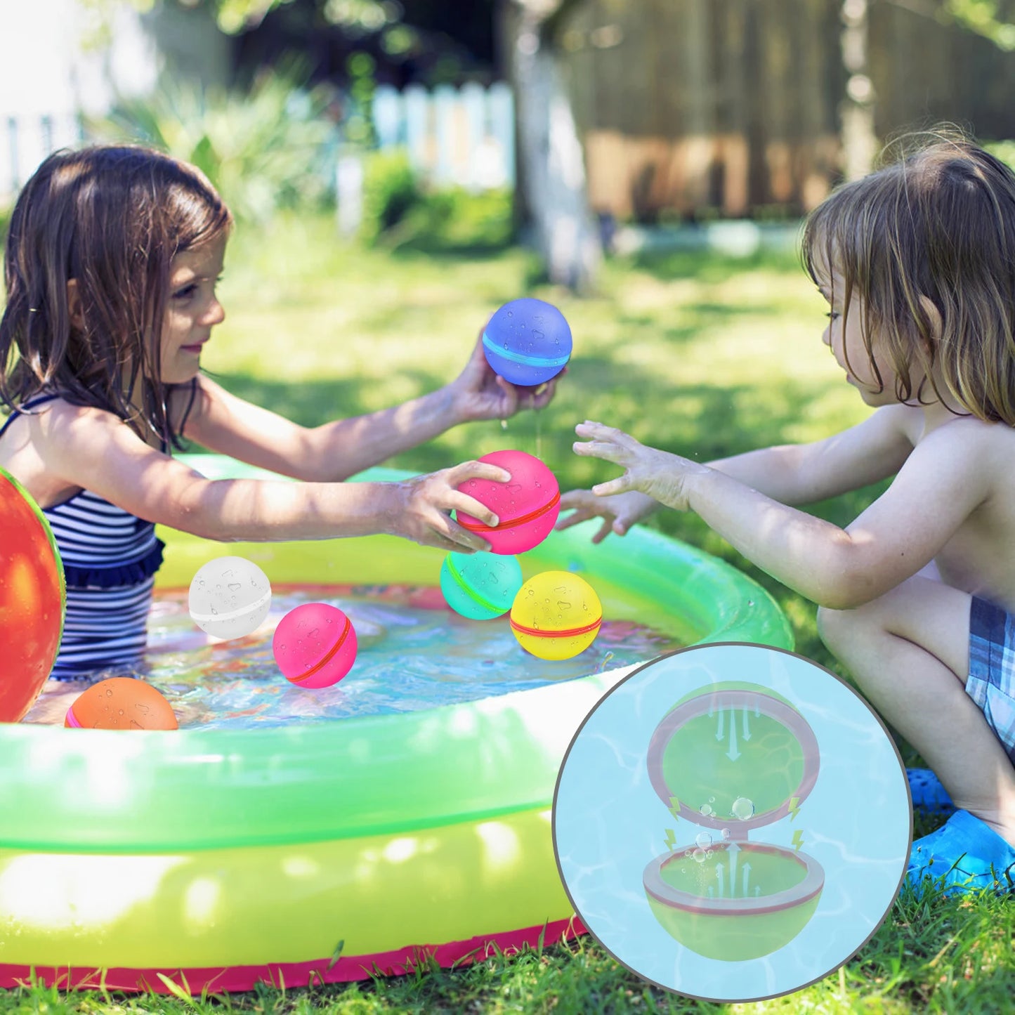 Reusable Self-Sealing Water Balloons with Quick Fill and Magnetic Suction Closure Large 6.5cm