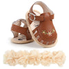 2-Piece Baby Girls’ First Walker Set – Soft Sole Anti-Slip Shoes with Flower Decor & Matching Headband