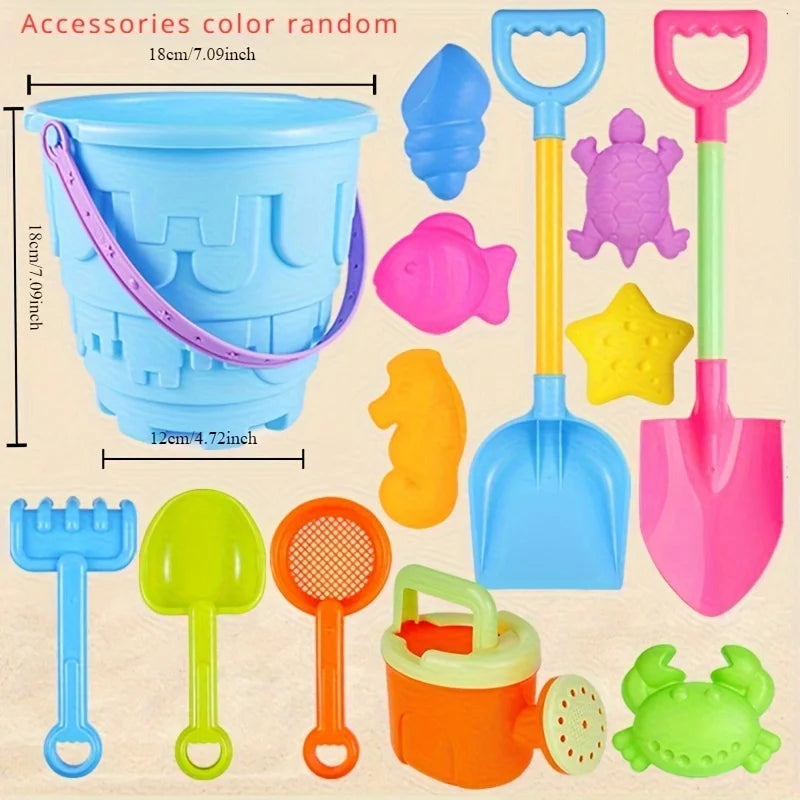 Children’s Beach Toy Set With Large Shovel, Bucket & Hourglass — Sand Digging Tools For Water Play