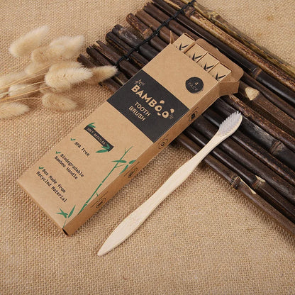 4PCS Charcoal Bamboo Toothbrushes - Extra Soft Natural Bristles for Adults & Kids, Zero Waste Biodegradable Toothbrush