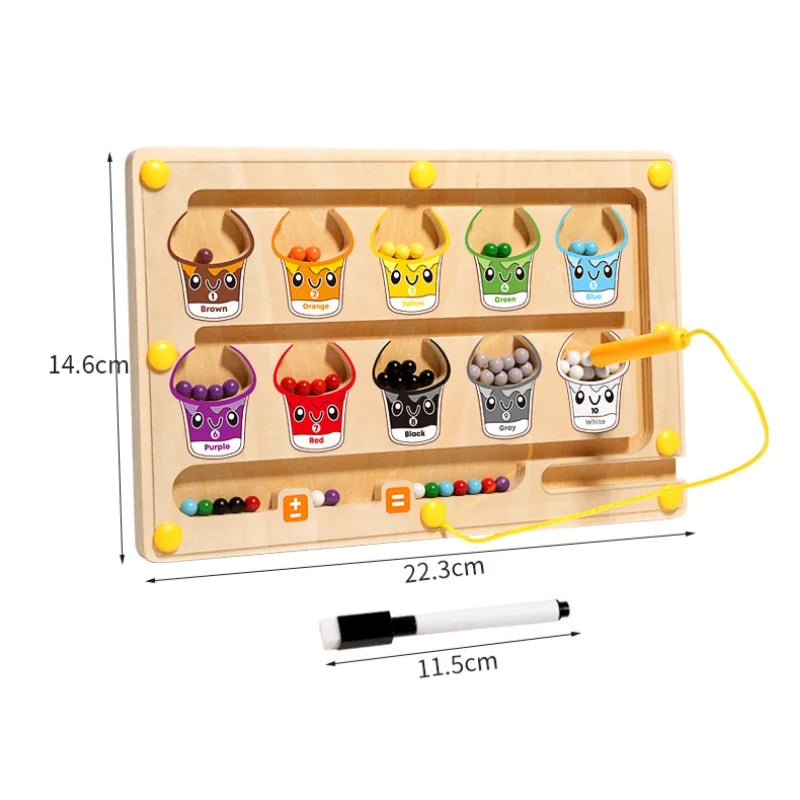 2 in 1 Magnetic Color Sorting Maze and Drawing Board for Toddlers – Montessori Number Matching and Counting Toy