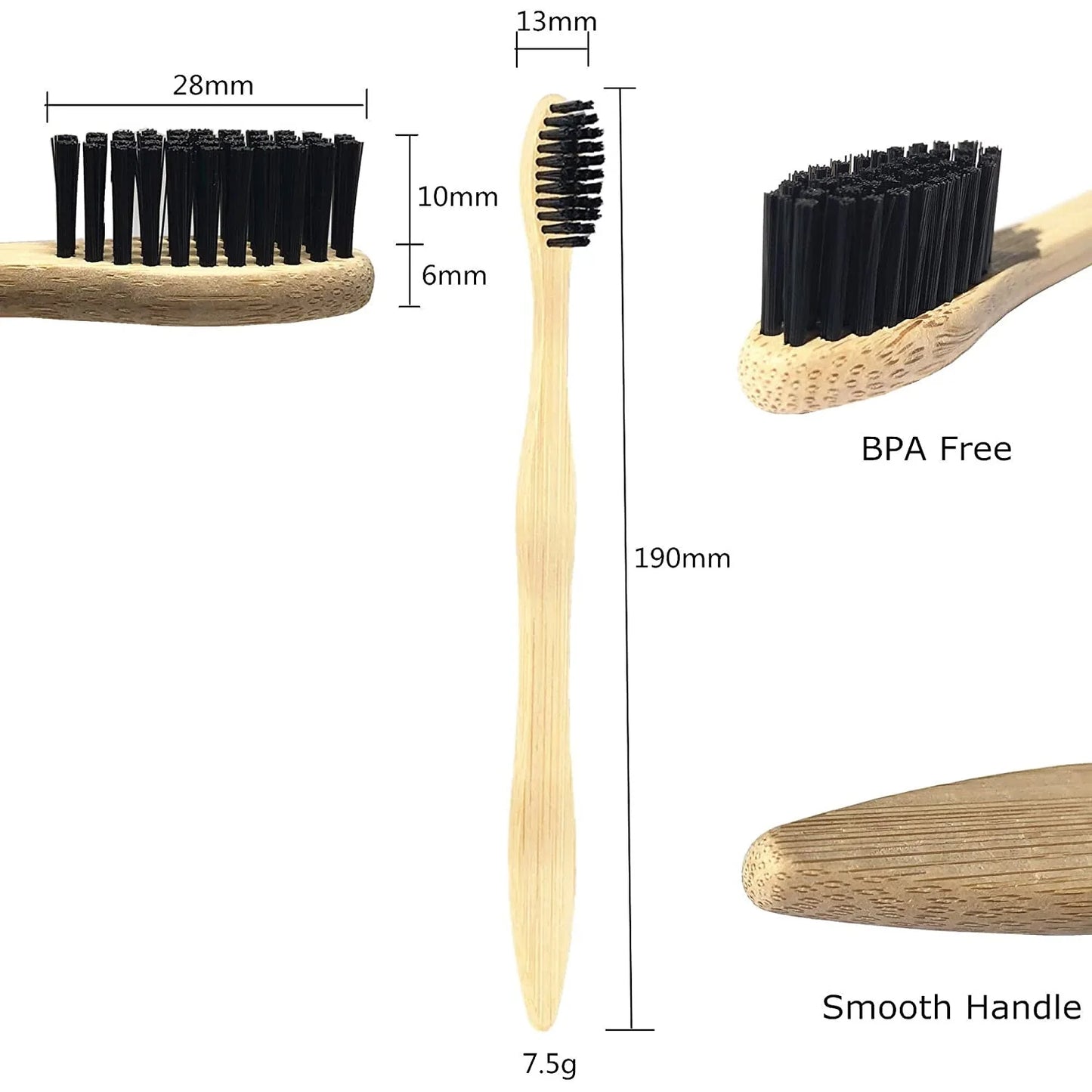 4PCS Charcoal Bamboo Toothbrushes - Extra Soft Natural Bristles for Adults & Kids, Zero Waste Biodegradable Toothbrush