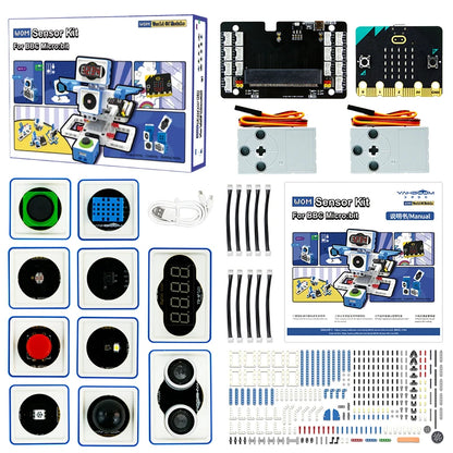 Yahboom 21-in-1 Microbit V2 Robotics Kit, DIY Electronic Sensor Kit, Programmable Toy for Kids, Supports MakeCode & Python Programming