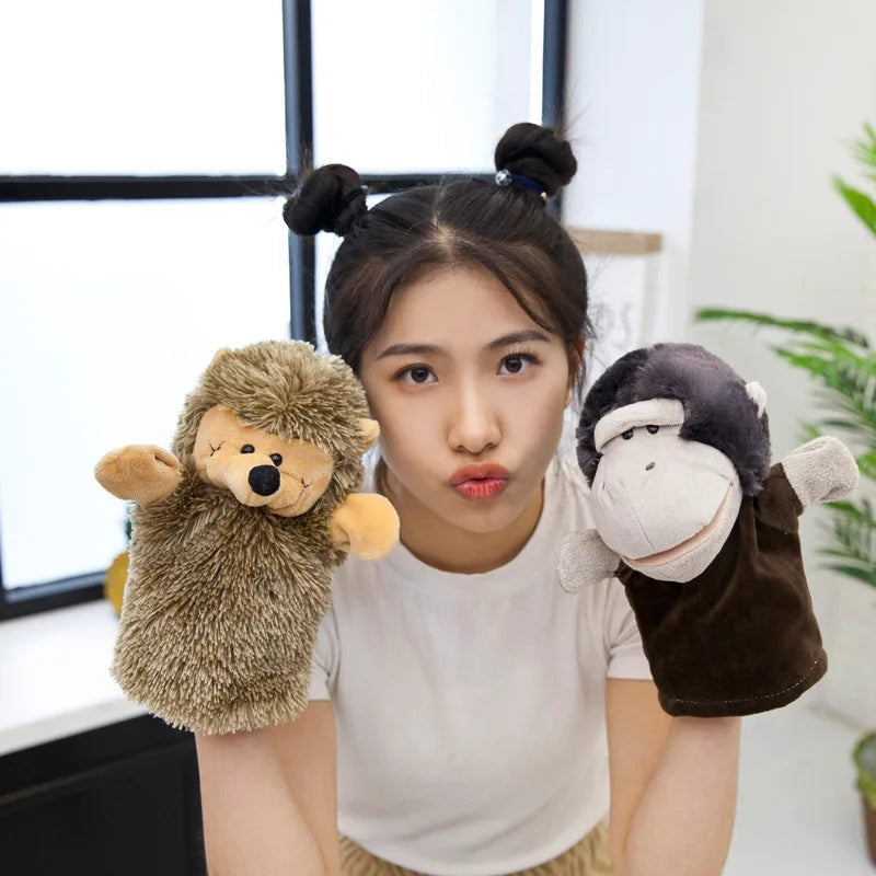 25cm Soft Plush Hand Puppets, Elephant Lion Monkey Stuffed Animal Story Dolls for Children