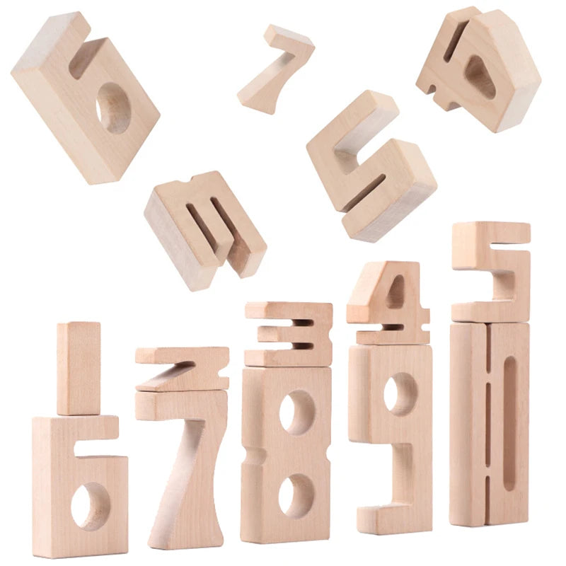 1-10 Wooden Digital Model Blocks – Stacking Toys for Kids, Math Games with Smooth No-Paint Wooden Number Blocks